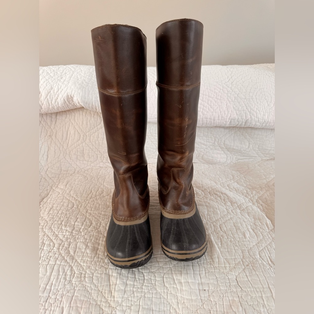 Sorel tall leather rain boots